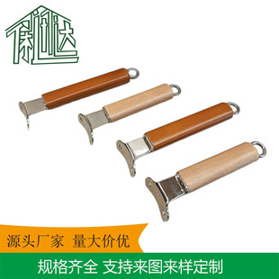 Stainless Steel Solid Wood Handle Kitchenware Handle Through-Hole Wooden Handle Zhangqiu Iron Pot Yukihira Pot Milk Pot Anti-Scalding Wooden Handle