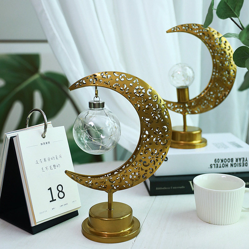 Transfronteriza hueco lámpara de Luna LED lámpara de bola estilo musulmán Lámpara decorativa dormitorio lámpara de mesa de vacaciones atmósfera lámpara de modelado