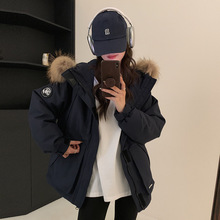 2024新款韩版休闲工装羽绒服派克服女短款小个子毛领加厚冬季外套