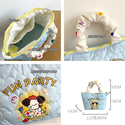 Amazon cross-border supply/cartoon quilted love hand bag zipper lunch bag commuting with rice bag mommy bag