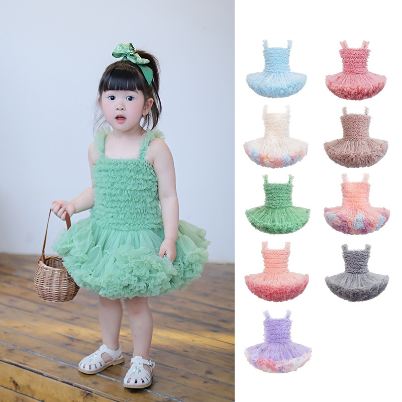 Girl's 9-color cute sweet princess fluffy gauze skirt cake skirt one-year-old dress jumpsuit tutu skirt one-piece delivery Girl's 9-color cute sweet princess fluffy gauze skirt cake skirt one-year-old dress jumpsuit tutu skirt one-piece delivery