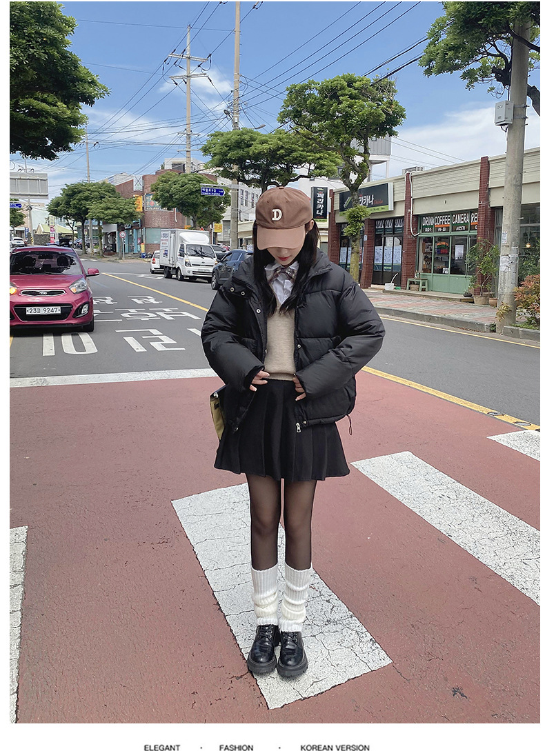 Katoenen jack dames korte 2023 winter nieuwe stijl kleine staande kraag donsjack verdikte katoenen damesjack_voghion.com