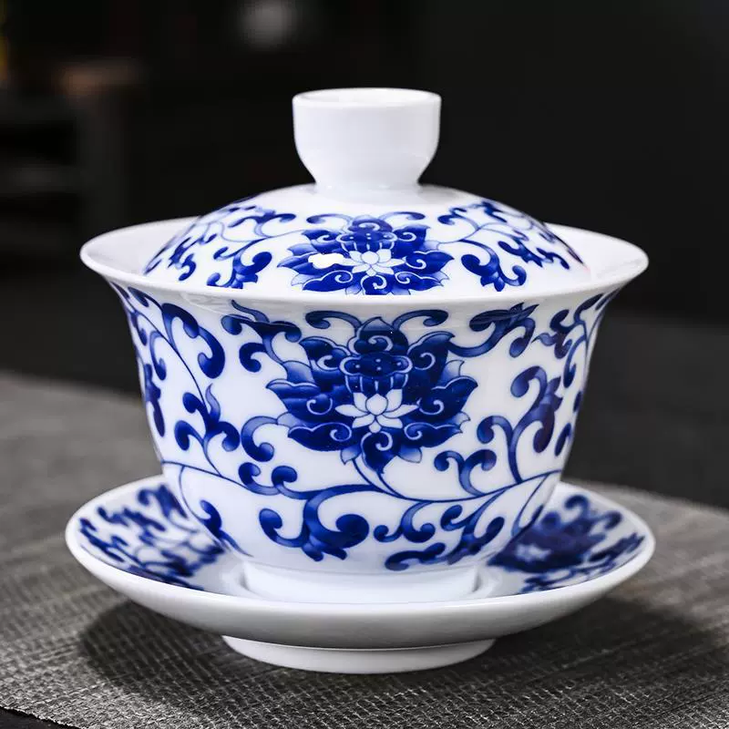 Blue and white ceramic tea cup, big tea set