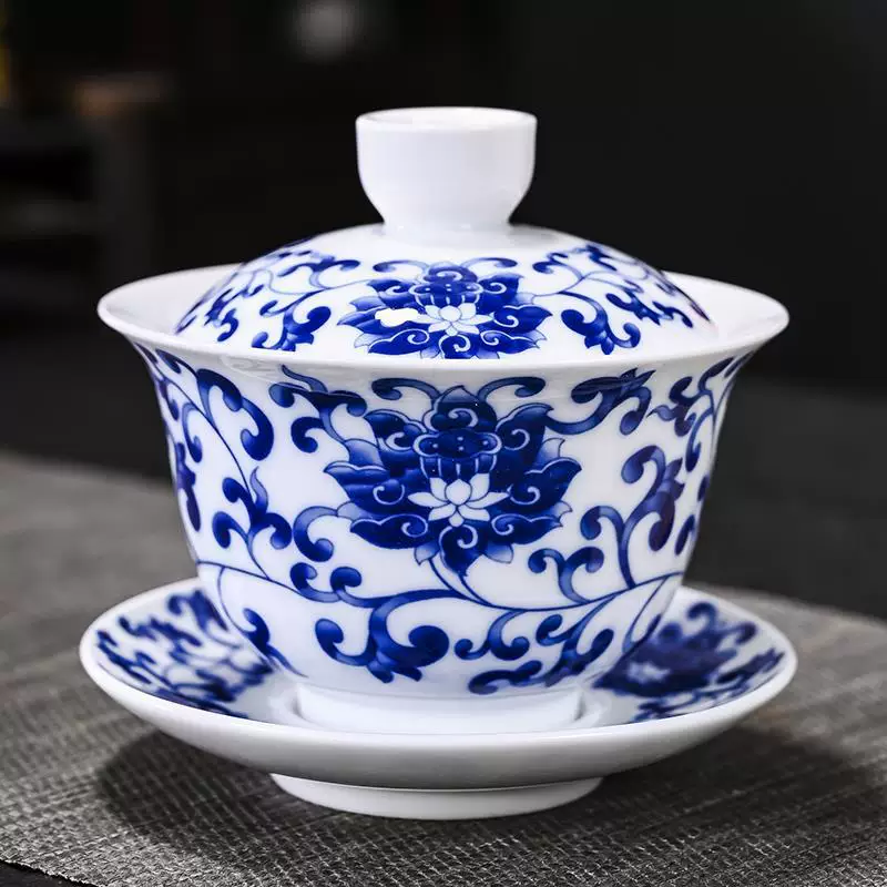 Blue and white ceramic tea cup, big tea set