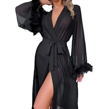 M 51590 Feather Long Sleeve Pajamas ��ë����˯�� �羳ŷ����