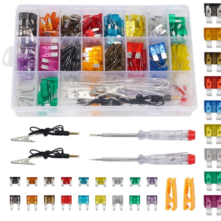 306Pcs插片式汽车保险丝组合套件标准中号迷你平脚型保险丝2A-30A