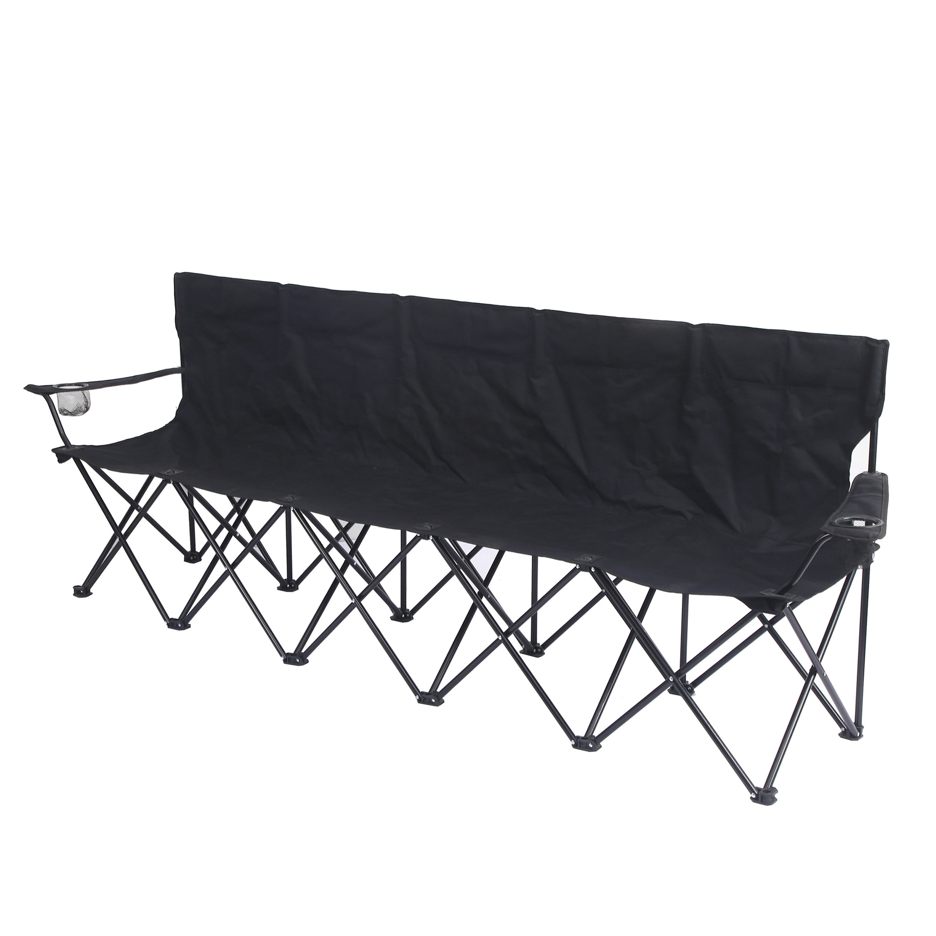 Silla plegable para exteriores multijugador de nuevo estilo, tela Oxford, fila horizontal fija, silla trasera para seis personas, silla de playa para acampar de picnic al por mayor