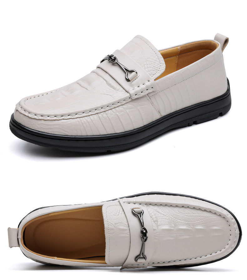 Giày lười nam da bò lớp đầu vân cá sấu, giày Loafer xỏ chân gót thấp 1–3 cm — GX2758 màu nâu, GX2758 màu trắng, GX2758 màu đen chi tiết 20