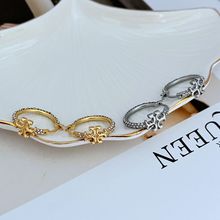 欧美时尚轻奢气质简约通勤水钻镶嵌英文字母小众女款金属耳环