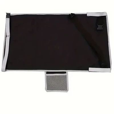 Cross-border ready-to-ship portable travel children's airplane footrest Oxford cloth non-slip large-capacity dining table play mat educational toy (Chair back anti-kick pad) - airplane-cushion-black