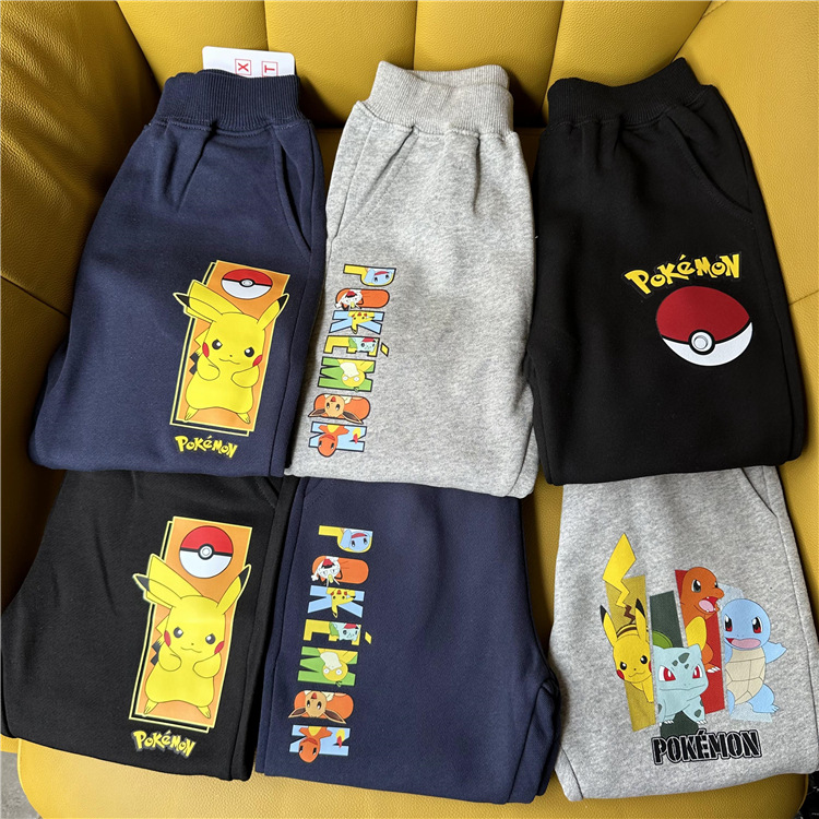 Japanese style export new autumn cartoon Pikachu series children's casual trousers.