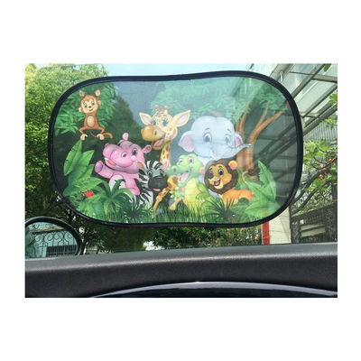 Sun Protection and Heat Insulation Cartoon Print Car Sunshade, Popular on Pinduoduo, Amazon, and Shein, with Label and Dropshipping Service (Sun shade) - forest-zoo
