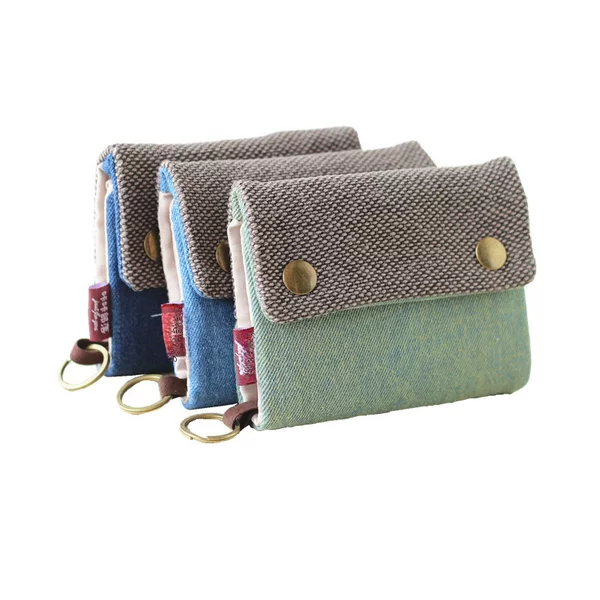 Creative Cartoon Print 70% off Denim Canvas Wallet Casual Canvas Card Holder Key Bag for Men and Women