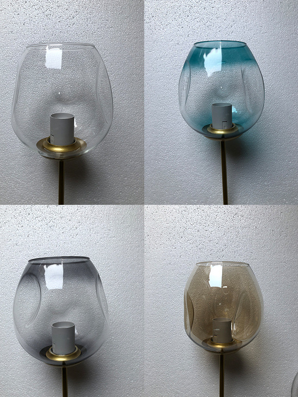 Simple Molecule Bean Glass Lampshade Accessories Dent Point and Down Mouth Blown Lampshade Transparent Soot Cognac Color Single