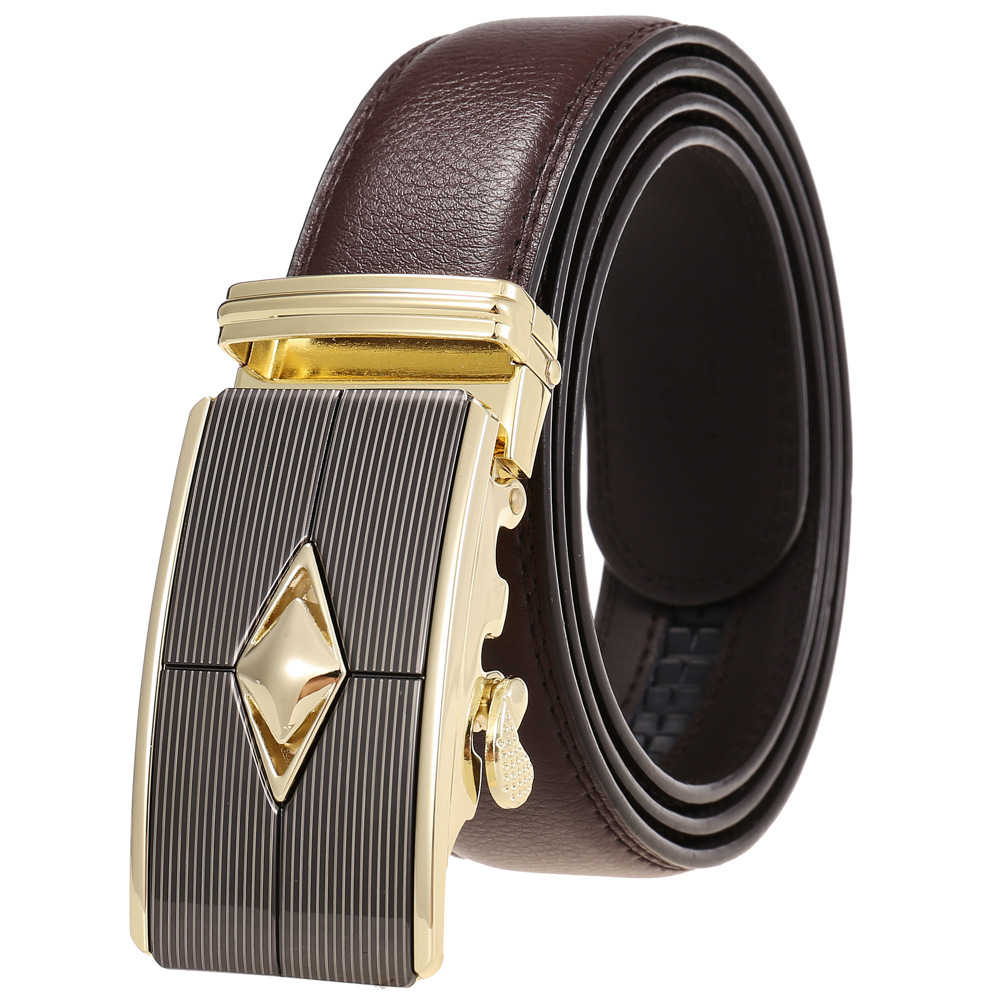Minimalist Retro Leather Belt For Men With Automatic Buckle_voghion.com