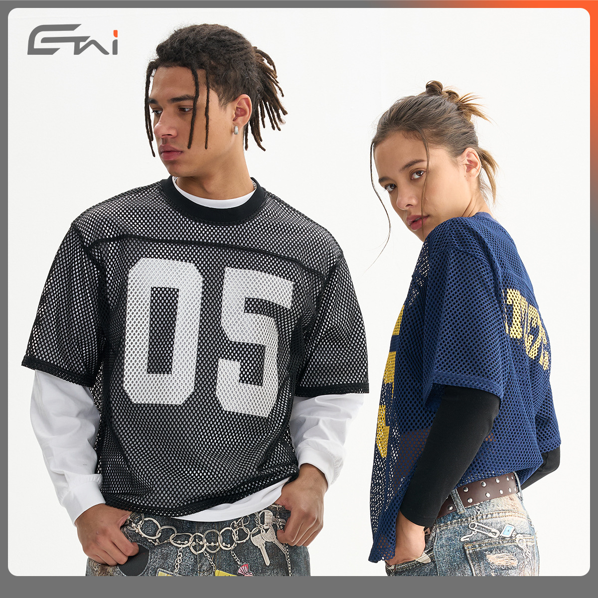 ETAI tendencia deportiva de verano suelta transpirable boxy camiseta corta ancha marca de moda masculina pareja malla manga corta