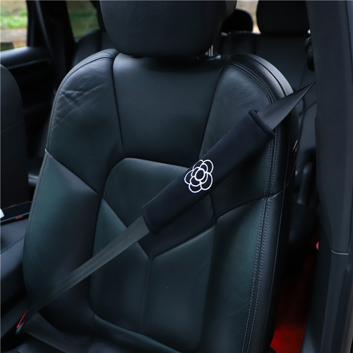 Car Seat Belt Shoulder Cover Embroidered Camellia Car Seat Belt Cover Comfortable Plush Car Interior Supplies for Women