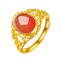 赤いネットの簡単な開口部は黄金の青い緑の宝石の玉の指輪の緑の瑪瑙の花の指輪の花の指輪の卸売りをめっきします。