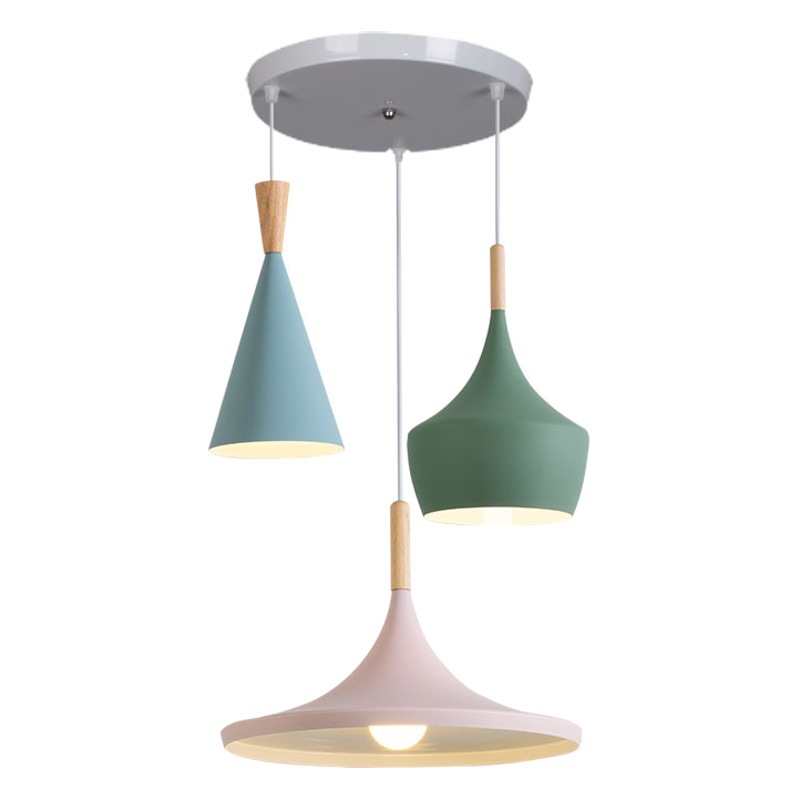 Araña nórdica americana retro ABC instrumento musical lámpara de aluminio restaurante bar lámpara de tres cabezas cafetería Hotel lámpara de ingeniería