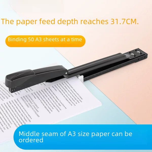 Can get excellent body metal long arm stapler office 50 pages heavy binding machine saddle nail A3 middle stitch stapler