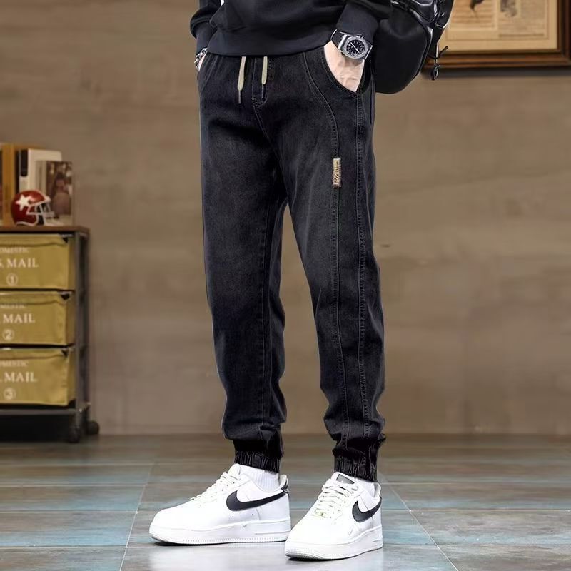 Layered Jogger Men's Jeans New Year Thin Trendy Brand Simple Casual Versatile Jogger Cropped Pants 2025 New Trend