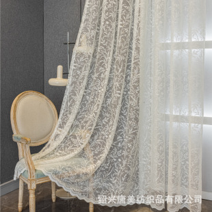 American-style pastoral jacquard window screen lace white all-match living room bedroom dining room finished product Amazon AliExpress delivery