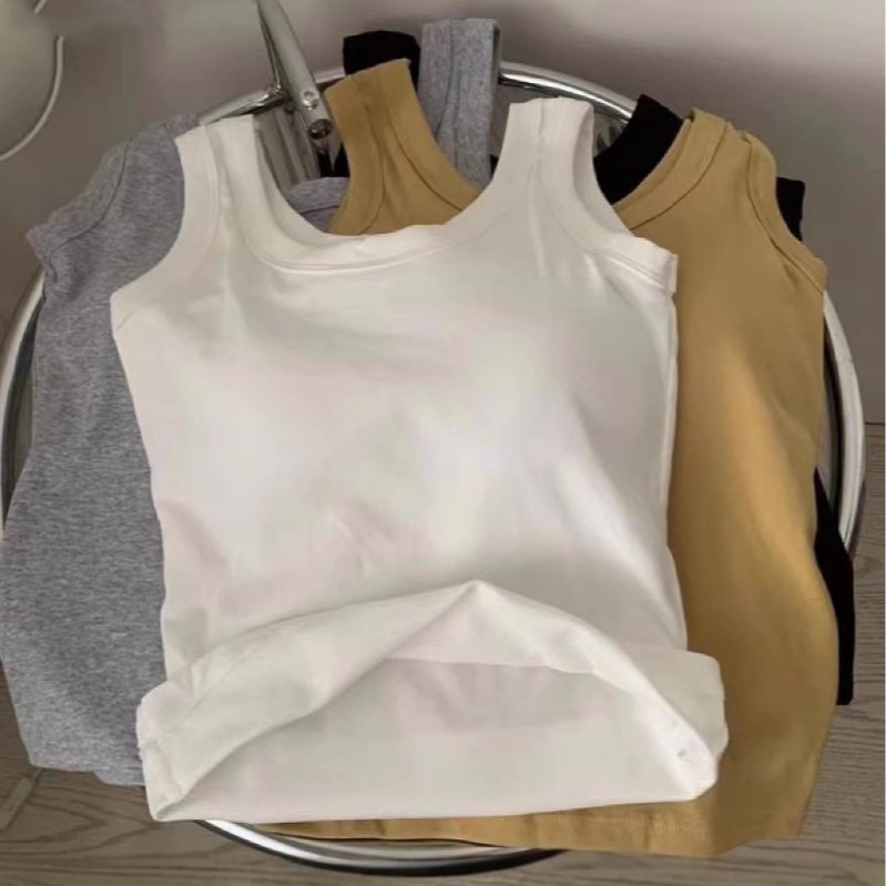 Round Neck Camisole for Women to Wear Inside and Outside with Breast Pads, Versatile and Beautiful Back Tube Top Bottoming Top