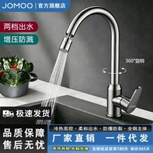 九牧枪灰厨房全铜水槽冷热阳台伸缩洗菜盆旋转万向净铅抽拉水龙头