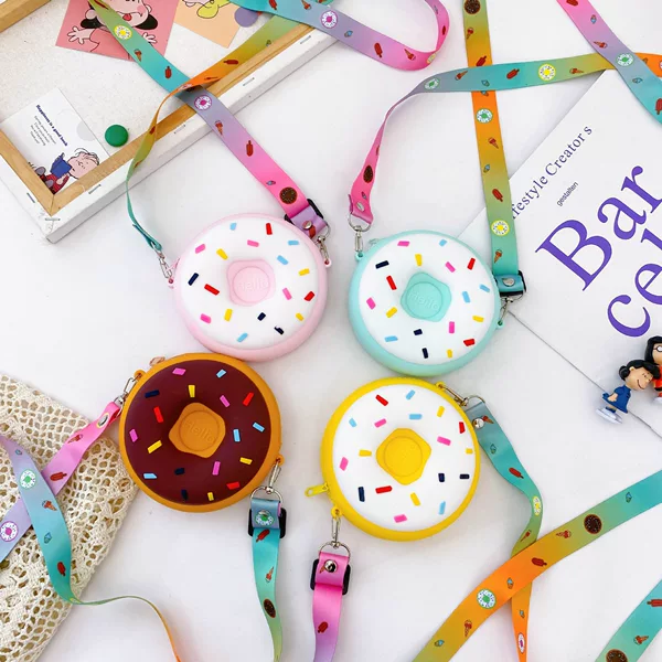 Donut children's bag cute children's coin purse all-match men's and women's baby messenger bag silicone children's bag