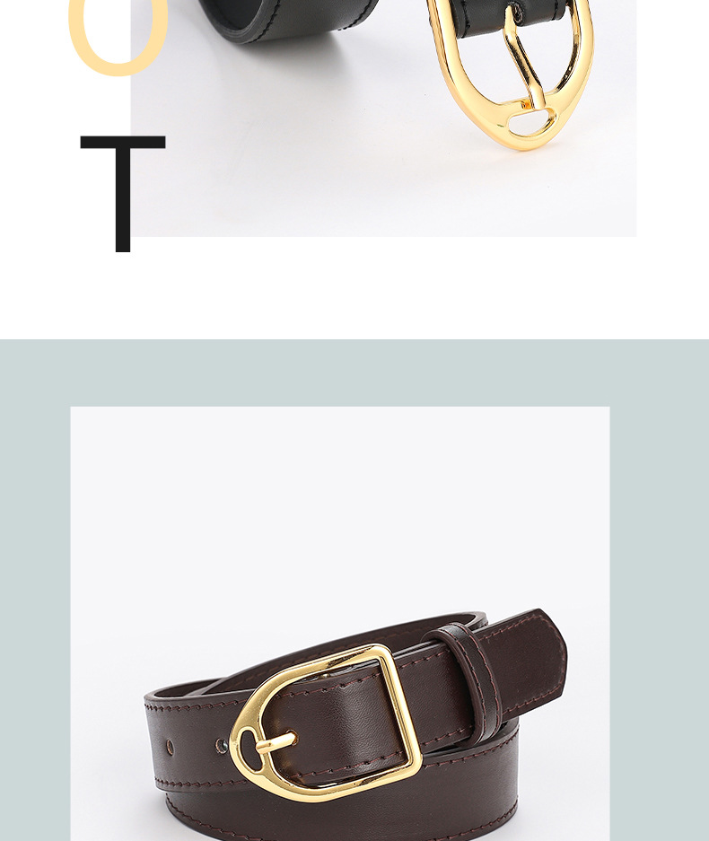 Fashion Geometric Gold Buckle Wide Belt Wholesale display picture 11