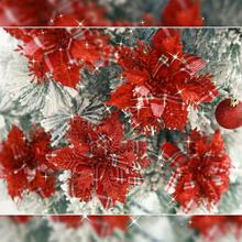 新款圣诞花圣诞树装饰品花格子布艺圣诞装饰仿真花圣诞节摆件定制