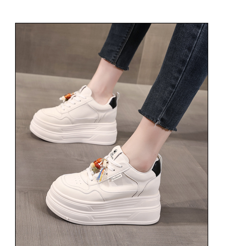 Giày sneaker nữ đế dày tăng chiều cao đa năng màu be, gót 9.5 cm — màu be chi tiết 12