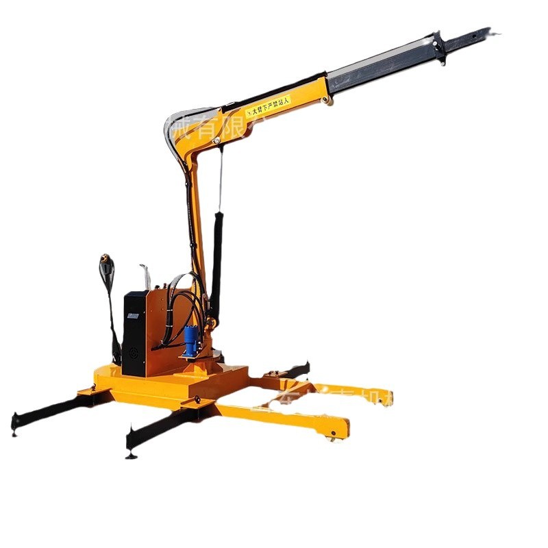 Grúa móvil automática pequeña grúa simple montada en vehículo de 1 tonelada ascensor de control remoto rotativo hidráulico doméstico