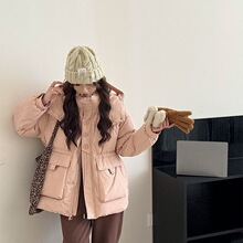 羽绒服女2025新款韩版连帽时尚冬季收腰小个子加厚鸭绒保暖外套