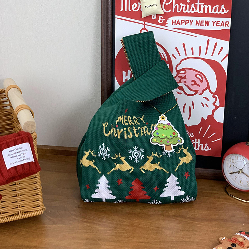 Bolsas de tejido de Navidad al por mayor bolsas de regalo de Nochebuena bolsas de dulces bolsas de regalo de empresa bolsas de mano creativas