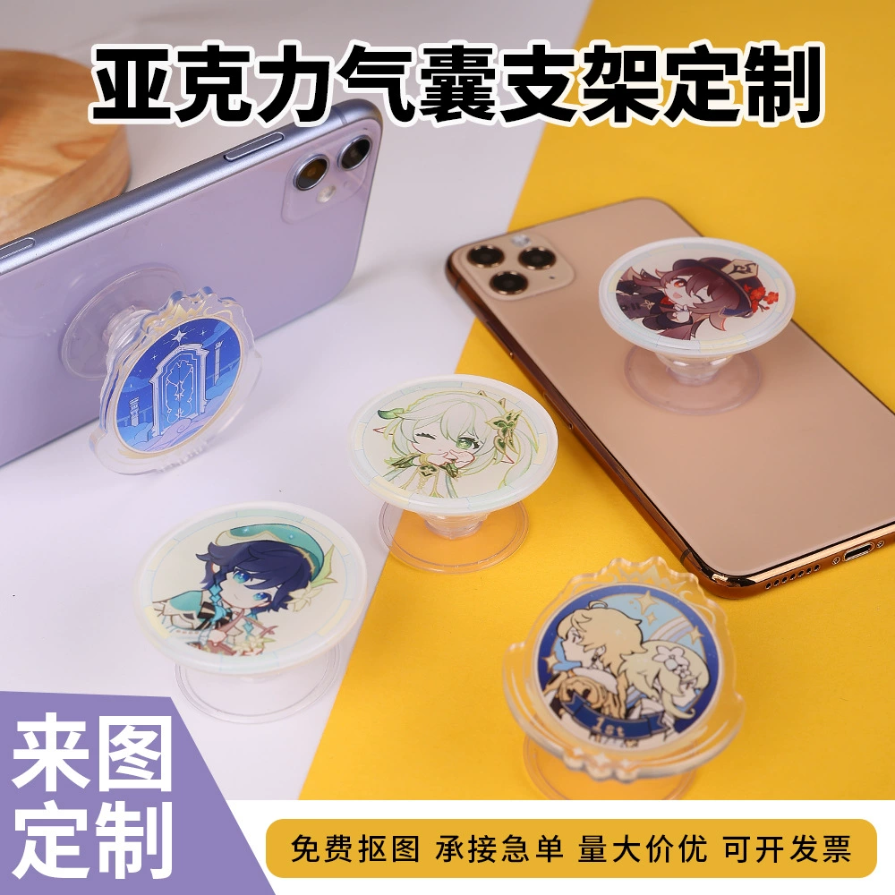 Держатель для телефона с подушкой безопасности, акриловая смола, мультяшный аниме-дизайн, милый настольный держатель для телефона, изготовленный на заказ