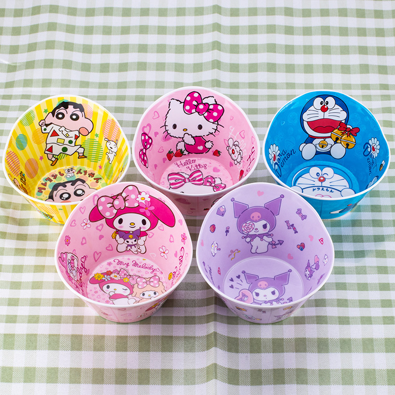 Cartoon melamine baby complementary food bowl kindergarten children's cute eating Minette bowl fall-resistant anti-hot children's bowl