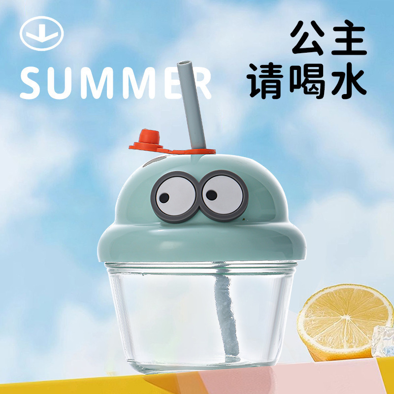卡通款夏季ins墩墩杯迷你水杯玻璃杯牛奶杯高颜值胖胖吸管杯|undefined