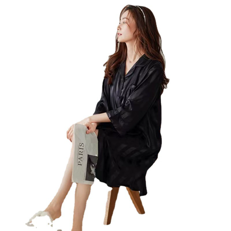 Летняя шелковая пижама, юбка, тонкая рубашка для отдыха, oversize
