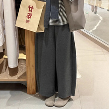 灰色弯刀奶皮裤女秋冬小个子糯米镰刀裤休闲大码九分高腰阔腿裤子