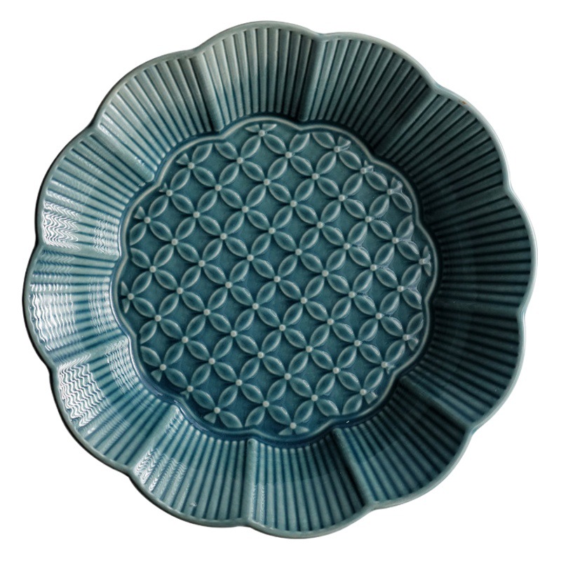 INS estilo japonés Cambio de horno comida occidental plato de ensalada plato de fruta patrón creativo plato de sopa profunda plato tazón de cerámica vajilla transfronteriza