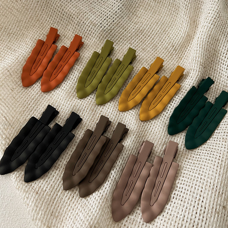 Colorful Seamless Hairpin Frosted Wave Metal Broken Hair Edge Clip Forehead Bangs Clip Wash Face Makeup Duckbill Hairpin_voghion.com