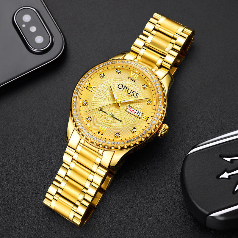 Watch Men's Diamond-encrusted Light Luxury Simple Atmospheric Advanced Sense Watch Fashionable Handsome All-match White Elegant Watch