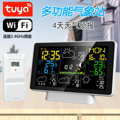 クロスボーダー落書きスマート多機能温湿度目覚まし時計カラースクリーン無線wifi天気予測気象時計