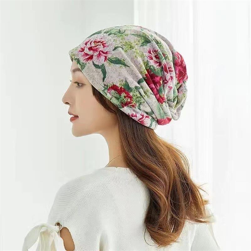 Sombrero calvo de otoño y invierno de doble capa, sombrero de luna, algodón transpirable, sombrero de dormir caliente para la madre