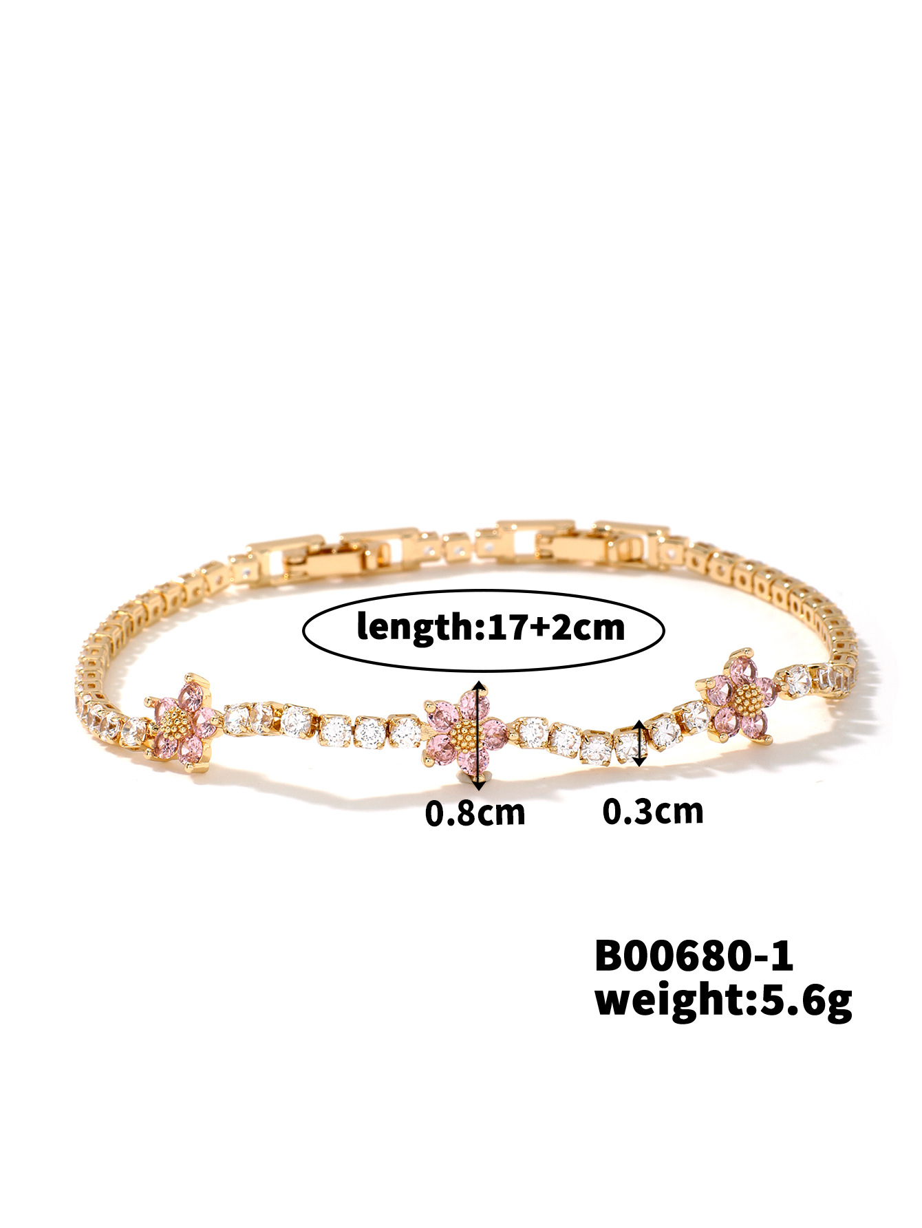 Date, Tea Party Occasion Wholesale Jewelry Sweet Flower Copper Tennis Chain Bracelets