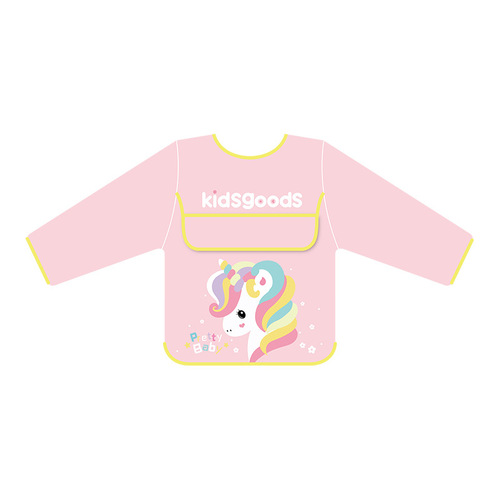 Children's coveralls, long-sleeved clothes, anti-dirty and waterproof, men's and women's baby aprons, cute cartoon pockets, reverse dressing DRZY01