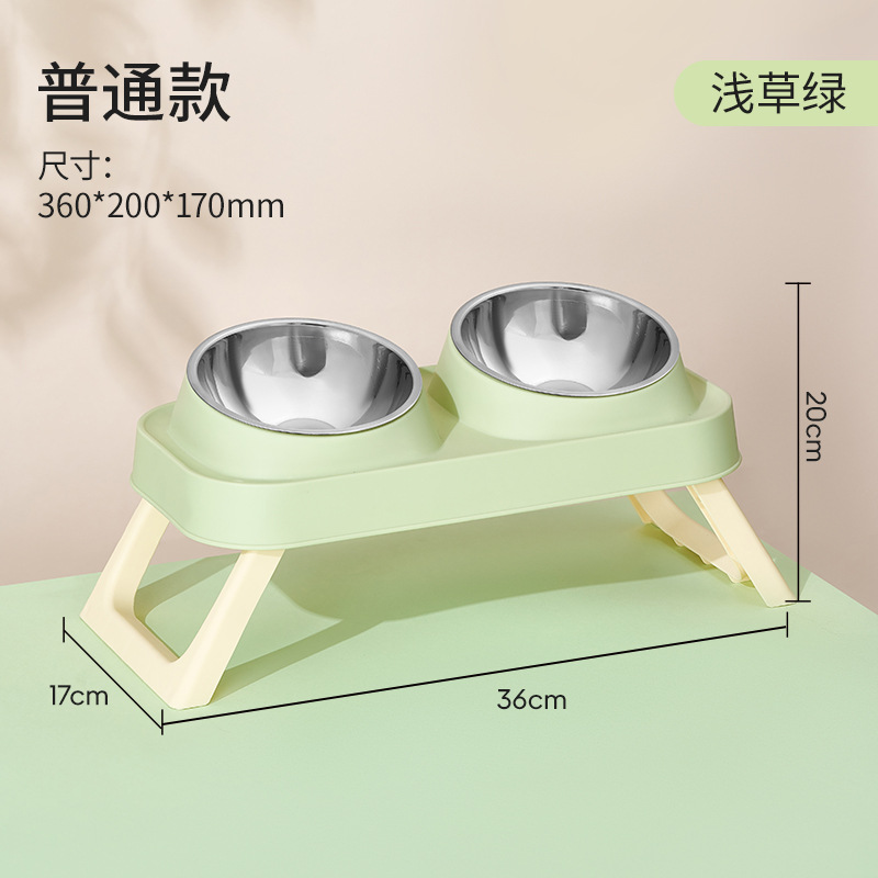Personalizada mascota de acero inoxidable doble cuenco gato cuello de protección de doble cuenco anti-derrapante anti-derramamiento cuenco de mascota gato cuenco de perro