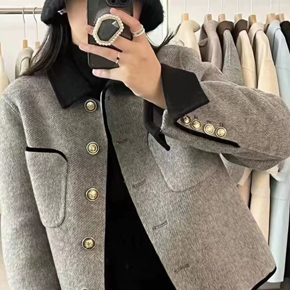 Spring double-sided cashmere short elite woolen coat, Chanel style