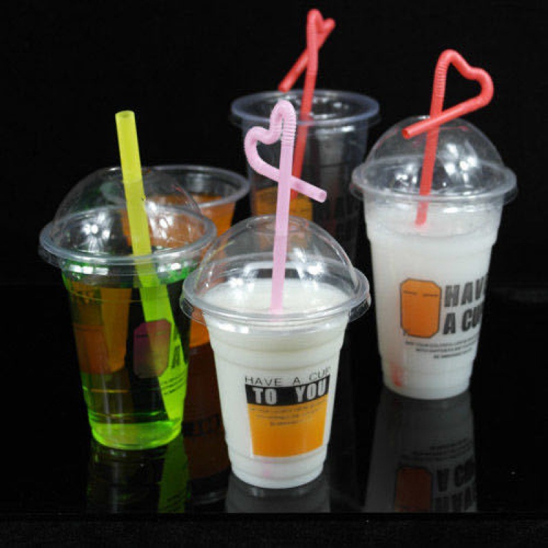 wholesale straw suit disposable glass Plastic cup Drink Cup Juice Cup suit straw doggy bag
